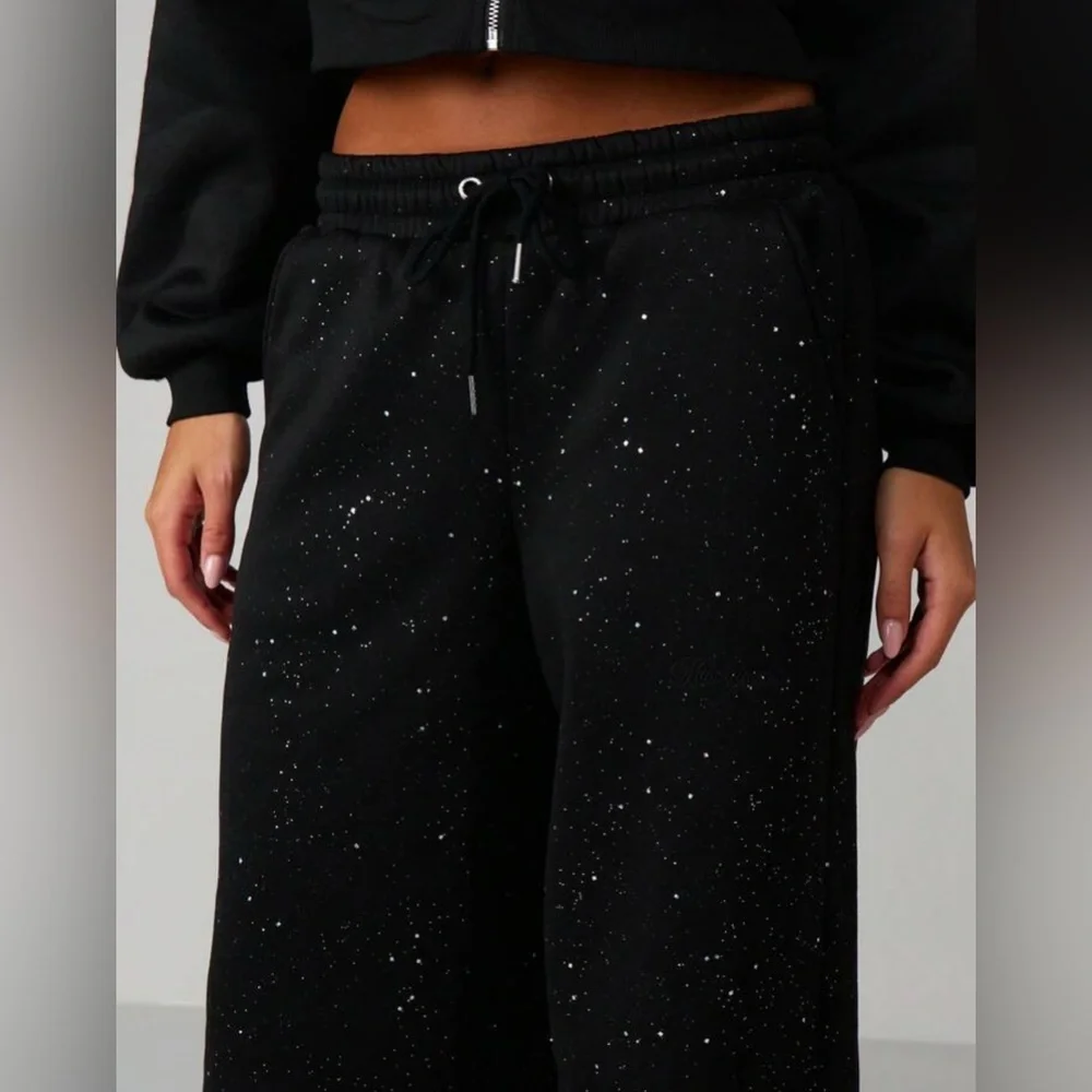 NWTS MISSGUIDED Sparkly Wide Leg Jogger Sweatpants With Glitter - Picture 4 of 4